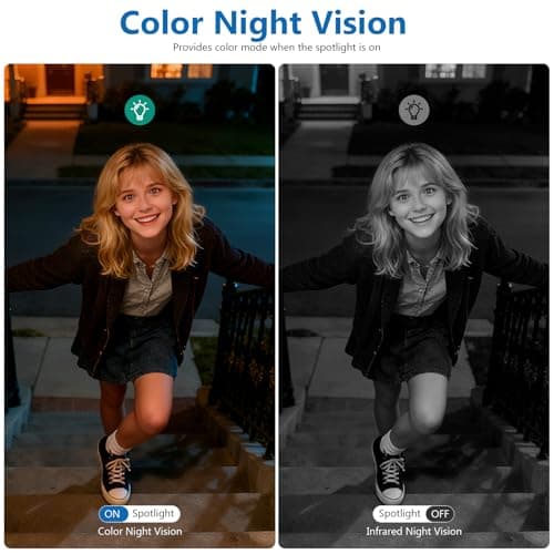 2K Security Camera Wireless Outdoor,Solar Powered WiFi Cameras for Home Security with Motion Detection,Color Night Vision(Spotlight),Instant Alert,2-Way Audio,Siren&SD/Cloud Storage,IP65,2.4GHz,2 Pack 6