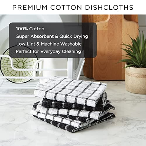 DII Basic Terry Collection Solid Windowpane Dishcloth Set, 12x12, Blue, 6 Piece 8