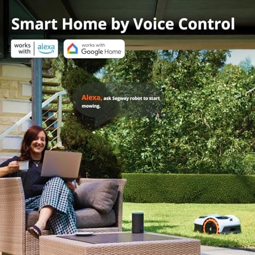 Segway Navimow i105N Robot Lawn Mower Perimeter Wire Free 1/8 Acre RTK+Vision Robotic Lawnmower, AI-Assisted Mapping, Virtual Boundary, APP Control, 58dB(A) Quiet, Multi-Zone Management 6