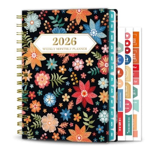 Ymumuda 2026 Planner, Daily Weekly and Monthly Planner，Jan 2026 - Dec 2026, 8.4" x 6.3", 2026 Calendar Planner Book with Tabs, Spiral Notebook with Inner Pocket for Office Home School Supplies