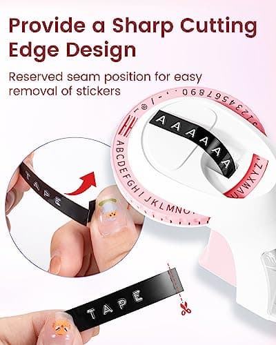 Embossing Label Maker, Omega S Vintage Embossed Label Maker, Retro Embosser Labeler with 6 Rolls 3D Embossing Label Tapes, Old School Label Printer, Waterproof for Home Office Kids DIY Crafting, Pink 7