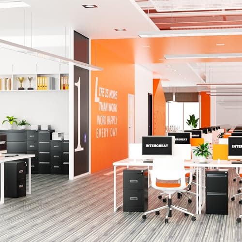 INTERGREAT 2 Drawers File Cabinet with Lock, 18" D Vertical Filing Cabinet for Home Office, Metal Black File for Hanging Letter/F4/A4/Legal Size Folders, Easy Assemble 5