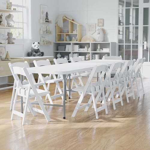 Flash Furniture HERCULES Kids White Resin Folding Chair with White Vinyl Padded Seat 2