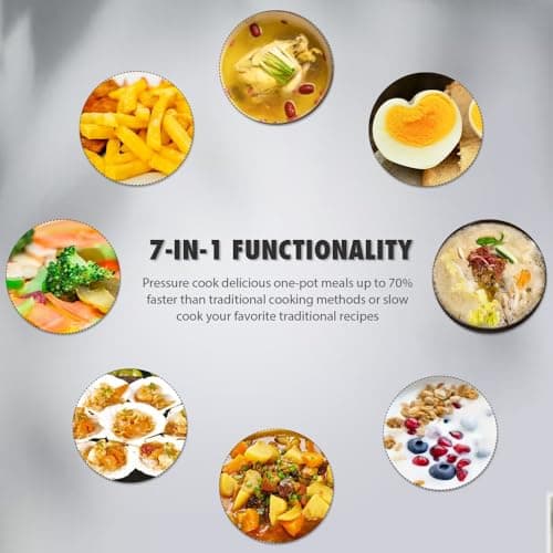 8Qt Electric Pressure Cooker & Air Fryer Combo with Pressure Lid and Air-Fry Lid - 7-in-1 cooking Modes, Easy Read LCD Display, 27 Presets Programs, 8 Program Storage (Silver, 8 Quart - ACC) 5