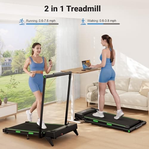 THERUN Walking Pad, 2 in 1 Foldable Treadmills for Home, 2.5HP Under Desk with Handle Bar, 16" Widened Running Belt, with Remote Control & LED Touch Screen 3