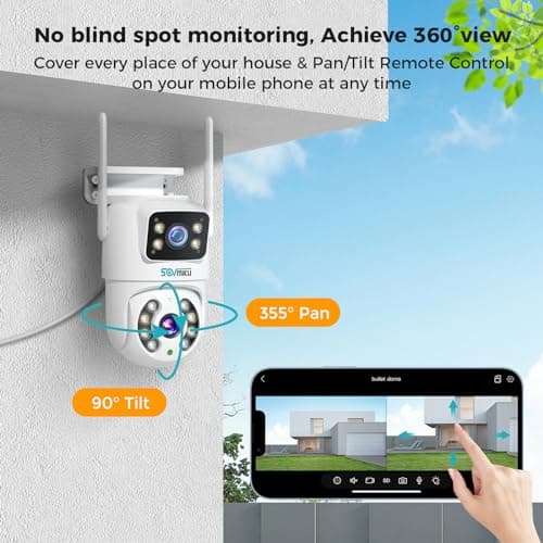 SOVMIKU 6MP PTZ Dual Lens Security Camera Outdoor, Wired Plug-in | Wireless 2.4G WiFi Camera, 360° View, Auto Tracking, Human Detection, Light Alarm, Color Night Vision, 24/7 Record,Two-Way Talk 3