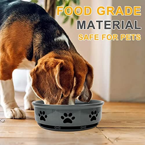 KPWACD Ceramic Pet Bowl for Dogs and Cats, Weighted Non-Slip Dog Bowls Food and Water Dish, Durable Pets Feeding Bowls Suitable for Small, Medium, and Large Dogs, Grey, 36 Oz 7