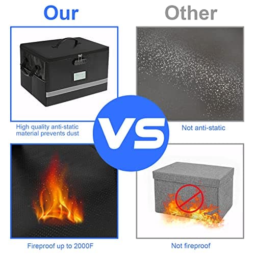 EXLIFBAG File Organizer, Fireproof File Box with Lids, Important Document Organizer Box with Lock, Portable File Folder Organizer with Handle 7