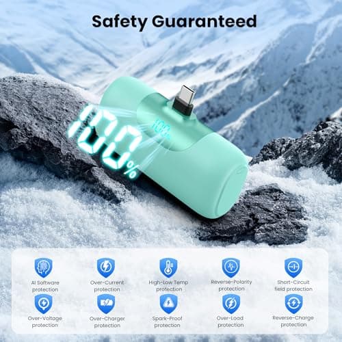 [2 Packs]Mini Portable Charger for iPhone 17/16,5500mAh LCD Display USB C Power Bank,Fast Phone Charging Travel Pocket Size Battery Pack for iPhone 17/17 Pro Max/Air/16/15 Series,Android(Navy+Green) 6