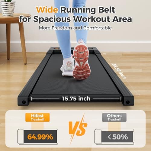 HiFast Walking Pad Treadmill, 3 in 1 Foldable Under Desk Treadmills for Home Office, Small Walking Pad with Incline Handle Bar, 300lbs Capacity 2.5HP Portable Running Machine with APP Remote Control 3