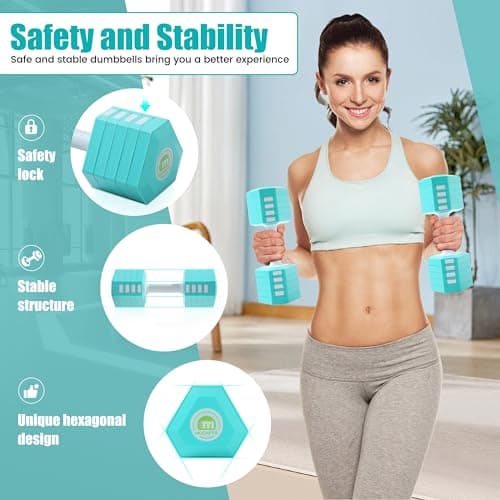 MUCNFTS Adjustable Dumbbell Set of 2, 5 in 1 Free Weights Dumbbells Set for Women/Men, Hand Weights for Women, Each Hand with 3.3 to 12.1lbs for Home Gym Exercise Training. 5