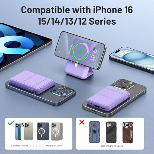 Azmuth for Magsafe Battery Pack, 10000mAh Magnetic Power Bank 22.5W PD Fast Charging with LED Display Wireless Portable Charger for Magsafe with Stand for iPhone 17/16/15/14/13/12/Pro/Pro Max 6