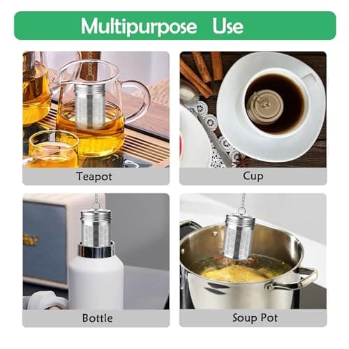 2 Pack Stainless Steel Tea Infusers, Extra Fine Mesh Strainers with Drip Trays, Brew Loose Tea 5