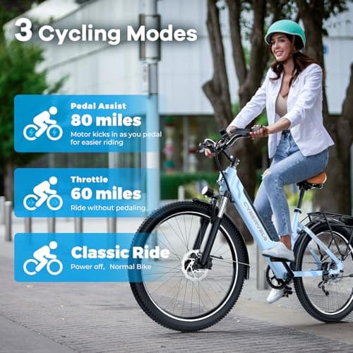 Aelith 26" Electric Bike for Adults – Powerful 1000W Motor, 48V Removable Battery, 7-Speed, Front Suspension & LCD Display – Commuter and Mountain EBike for Women 8