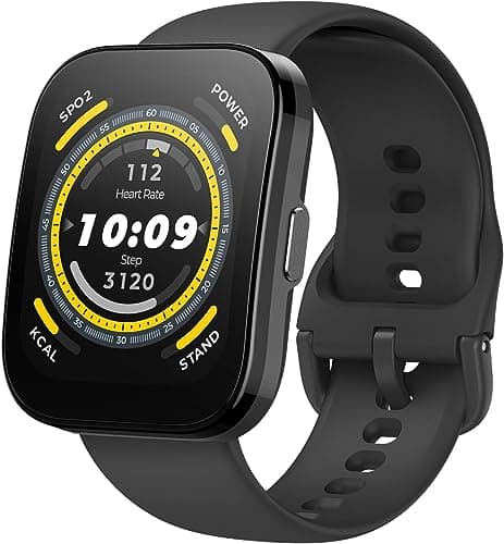 Amazfit Bip 5 Smart Watch 46mm, GPS, Amazon Alexa Built-in, Bluetooth Calling, 10-Day Battery, Heart-Rate & VO2 Max, Sleep Health Monitoring, AI Fitness Tracker App, for Android & iPhone, Black