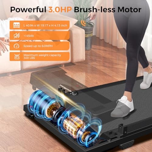 ApexNexus Walking Pad Treadmill for Office Home, 3.0HP Quiet Folding Treadmills with 300 LBS Weight Capacity, Walking Pad with Handle Bar, Portable Under Desk Treadmill with Remote Control 3