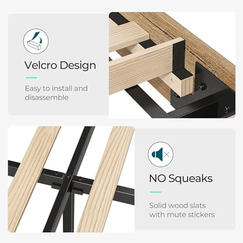 LINSY Full Size Bed Frame Wood with Ergonomic Headboard, Bed Frame Full with Storage Shelf, Noise-Free, No Box Spring Needed - Brown 8