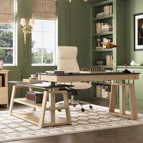 EUREKA ERGONOMIC Ark EX, 60x26 Executive Standing Desk,l Shaped Standing Desk,Adjustable Height Office Desk with Drawers,Computer Desk with Storage Drawers, Modern Executive Home Office Desk 7