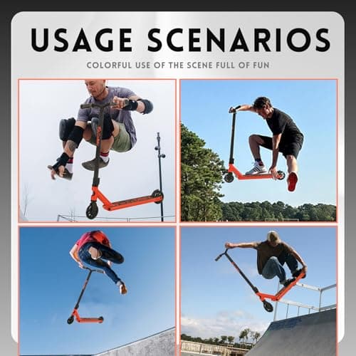 FREEDARE Pro Stunt Scooter for Kids & Teens 8 Years Old Above, Intermediate Riders, 110mm PU Wheels, Freestyle Kick Scooter for Tricks, Orange 6