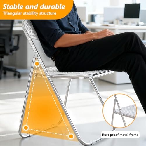 JPBSTO Folding Chairs, 300lb Capacity Steel Frame, Foldable for Indoor Outdoor Party,2-Pack,White 6