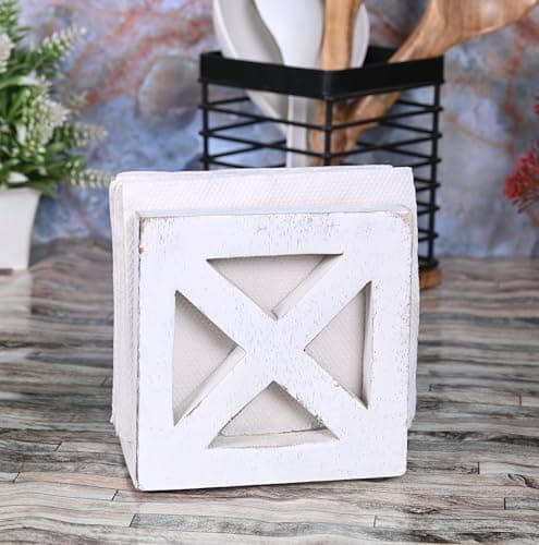 NIRMAN Mango Wood Upright Napkin Holder, Napkin Storage Dispenser For Tables Kitchen Accessories - Restaurant Décor for Kitchen Tables and Counter Tops (5" x 3" x 5") 2