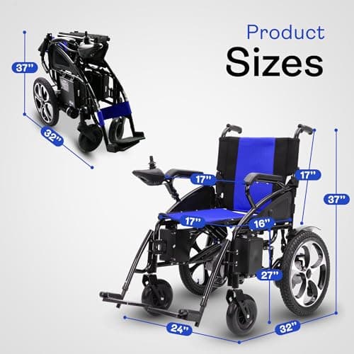 Electric Wheelchairs for Adults, All Terrain Heavy Duty Dual Motor Foldable Motorized Power Wheelchairs for Seniors, Portable Electric Wheel Chair for Adults (Artemis- Blue) 6