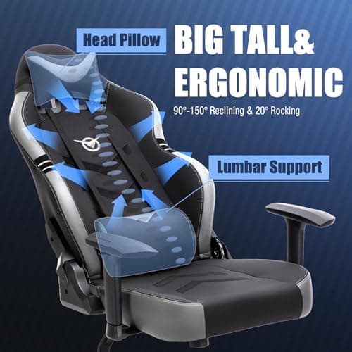 COLAMY Big and Tall Gaming Chair -Computer Gamer Chair, Ergonomic High Back PC Chair with Wide Seat for Adult Black 6