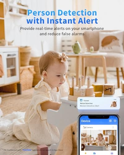 Mysight 2K Indoor Security Camera for Home Security, AI Voice Change for 2-Way Talk, Motion Detection, Night Vision, 24/7 SD Recording/Cloud Storage, WiFi Home Camera (White) 5