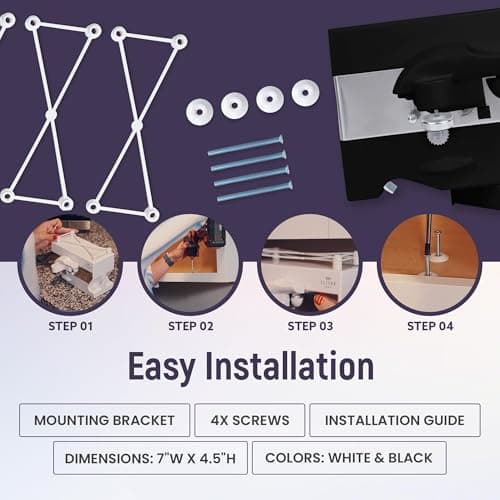 Electric Can Opener - 4 in 1 Under the Cabinet Mounted Can Opener, Blade Sharpener, Bottle Opener, Jar Opener, Mounting Bracket, Large or Small Cans for Seniors with Arthritis - Elitra Home (Black) 6