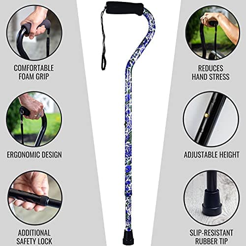 Briggs Offset Foam Grip, Offset Cane, Purple Flowers 7