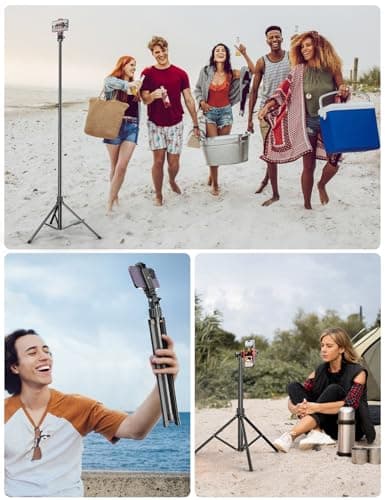 Pnitri 71'' Phone Tripod Stand, Extendable Reinforced Aluminum Phone Stand with Wireless Remote, Stable Cellphone Tripod Compatible with iPhone 15/14/13 Galaxy S23/S22 Huawei. 6