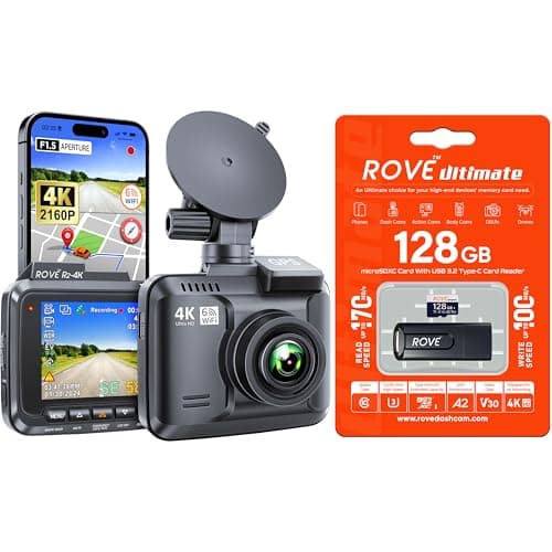 ROVE R2-4K Dash Cam | 128GB Micro SD Card