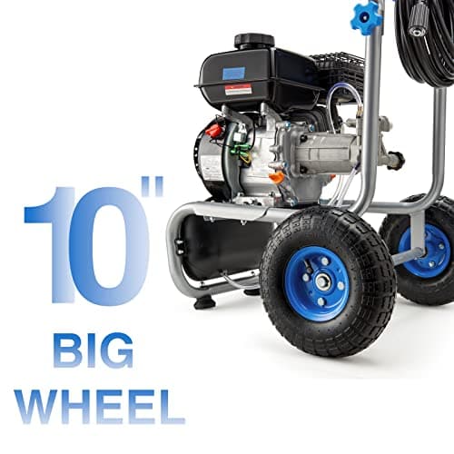 MUTAOMAY 3500PSI Gas Pressure Washer, 2.3GPM Gas Powered High Pressure Washer with 209CC Engine, 4 Adjustable Nozzles, 25 ft High Pressure Hose for Cleaning Walls, Terraces, Vehicles, Garden (Blue) 6