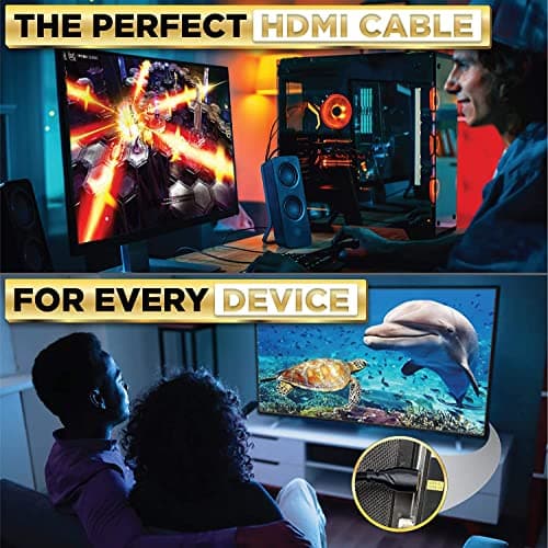 PowerBear 4K HDMI Cable 10 ft | High Speed Hdmi Cables, Braided Nylon & Gold Connectors, 4K @ 60Hz, Ultra HD, 2K, 1080P, ARC & CL3 Rated | for Laptop, Monitor, PS5, PS4, Xbox One, Fire TV, & More 7