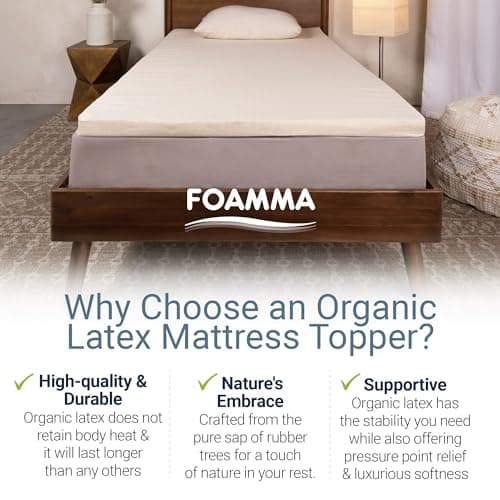Foamma Dunlop Organic Latex Mattress Topper - Queen - Medium-Firm Foam Topper Made from 100% Organic Latex Foam - GOLS Certified, Durable, Cooling, and Breathable 7