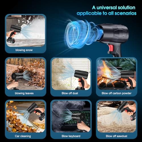 21V Cordless Leaf Blower, 990000 RPM High-Speed, 2×6Ah Large-Capacity Batteries & Fast Charger Included, Lightweight Handheld Blower for Lawn/Garden/Yard Cleanup 7