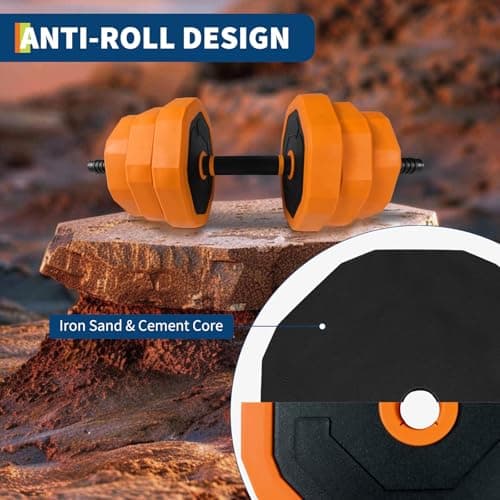 4-In-1 Adjustable Dumbbell Set (44/66/88LB) - Convertible to Barbell, Kettlebell & Push Up Stands, Home Gym Equipment for Men & Women, Space Saving Weights with PVC Coating,66 LBS 7