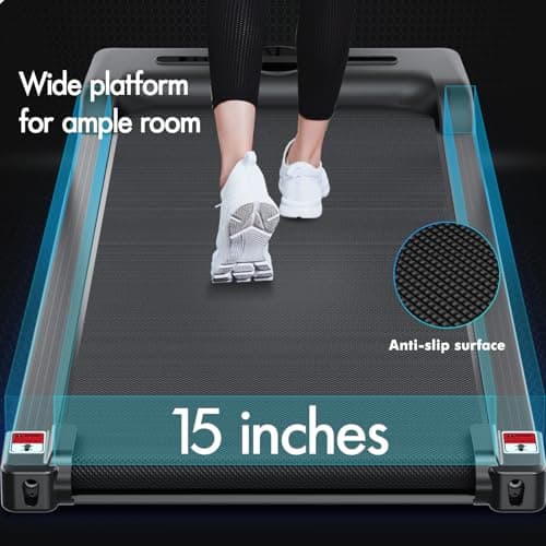 BLACK LORD Walking Pad with Handle Bar, 2.7 HP Quiet Foldable Under Desk Treadmill with Bluetooth Speaker, Portable Running Treadmills for Home, LED Display, App/Remote Control, 330lbs Capacity, Black 7