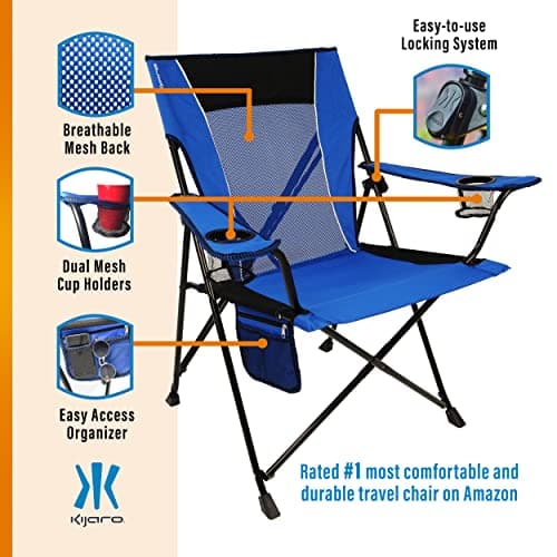 Kijaro Dual Lock Folding Camp Chairs - Versatile for Sports, Outdoors & Lawns - Locks Positions - Maldives Blue 5