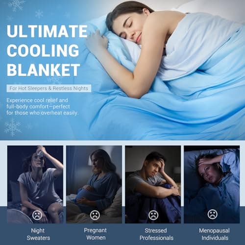 Elegear Cooling Comforter Queen Size Absorb Body Heat to Keep Cool, Double-Sided Cooling Blanket for Hot Sleeper Arc-Chill Cool Fabric Q-Max>0.5, Lightweight Summer Comforter Ice Blanket,Gradient Blue 5