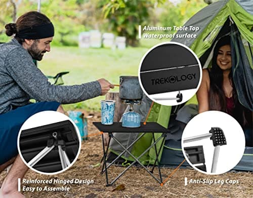 TREKOLOGY Small Camping Table - Beach Table That Fold Up - Lightweight, Foldable, Potable Folding Small Outdoor Table - for Camp, Hiking, Campers & Summer Outing Trip 5