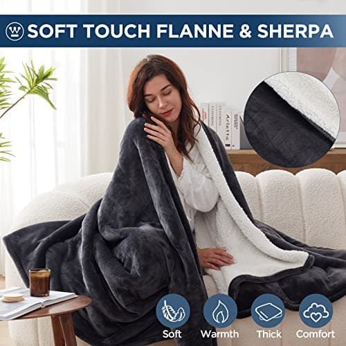 Westinghouse Electric Blanket Queen, Heated Blanket Queen Size with 10 Heating Levels and 1 to 12 Hours Heating Time Settings, Flannel to Sherpa Reversible, Machine Washable (84" x 90", Charcoal) 5