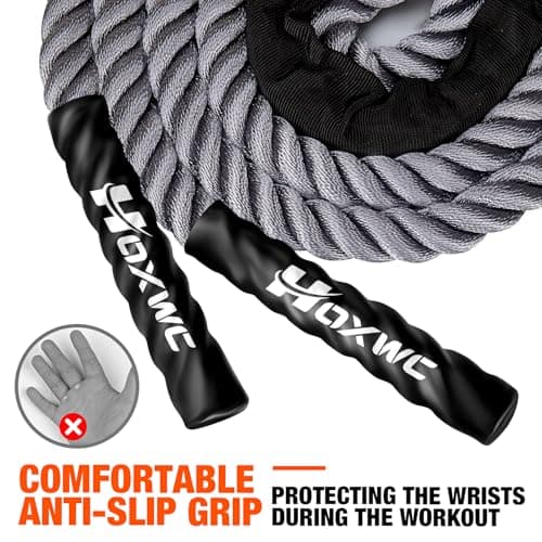 HOXWC Weighted Jump Rope, 2lb Heavy Duty Jump Rope for Fitness, Battle Rope for Fitness Training, Full Body Exercise at Home Gym for Men and Women, Strengthening Legs, Arms and Stabilizing Muscles 8