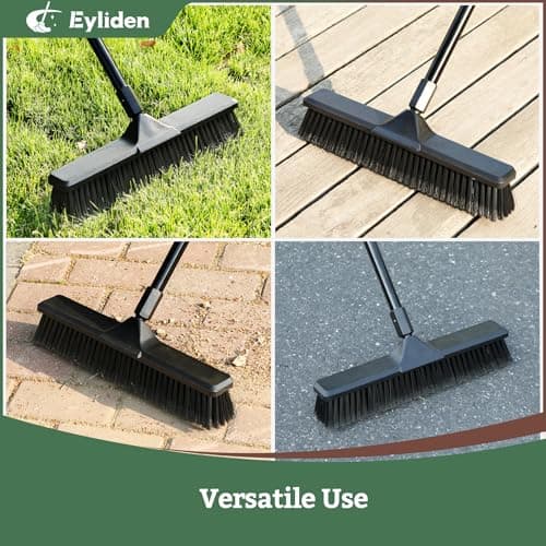 Eyliden Deck & Workshop 18" Push Broom - from Driveway to Patio, One Broom for Every Surface | 66" Adjustable Handle, Heavy-Duty Stiff Bristles Sweeper for Concrete Sidewalk Yard Garage & Snow, Black 7