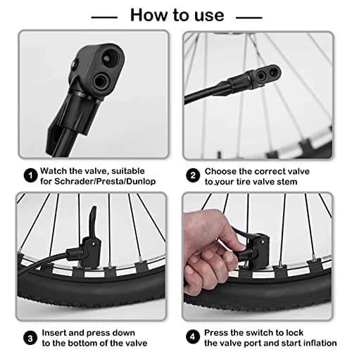 Hycline Bike Floor Pump: Bicycle Tire Pump 160 PSI High Pressure - Air Pumps with Presta and Schrader Valve - Inflator for MTB BMX Tires, Balls, Balloons, Inflatables (Black) 7