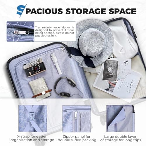 Krute Carry On Luggage 20 inch Suitcase with Spinner Wheels Airline Approved Hard Shell Luggages PC ABS TSA Lock Suitcase 7