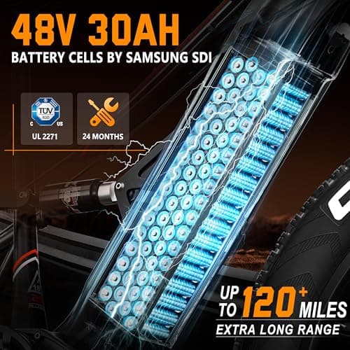 FREESKY 3500W BAFANG Motor Electric Bike for Adults, 48V 30Ah Removable Battery Ebike 120 Miles, 38+MPH, 26" Fat Tire Dirt Mountain E Bike, Full Suspension Bike, UL 2849 Certified by TÜV(Standards) 5