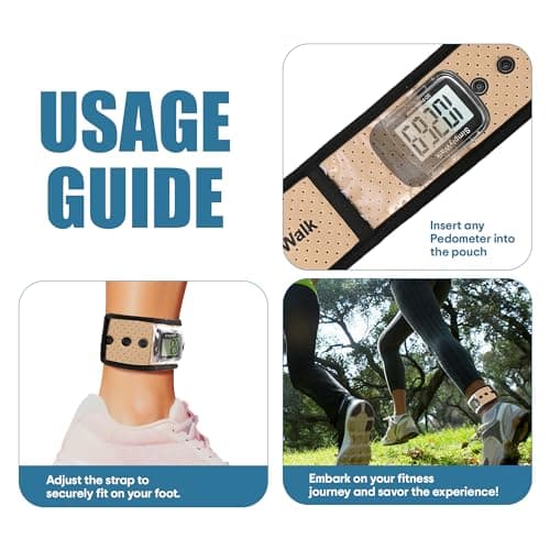 SimplyWalk Adjustable Ankle Band for Fitness Pedometer, Soft Wear Ankle Band with Transparent Pouch for Step Counter and Smart Watch (Pedometer Not Included) (Beige) 5