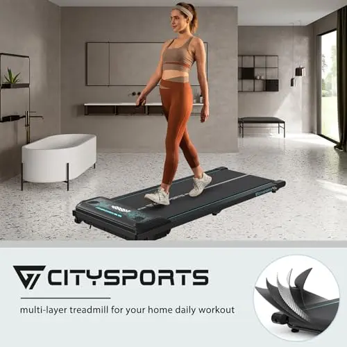 CITYSPORTS Treadmill Under Desk, Walking Pad, Ultra Slim & Portable for Home (Black&Green) 6