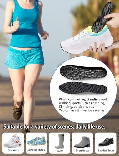 4D Cloud Insoles for Men and Women, Arch Support Insoles, Memory Foam Insoles, Shock Absorption and Cushioning Sports Shoe Insoles for Foot & Joint Support (XL Men 9-11 | Women 11-12, Black) 6